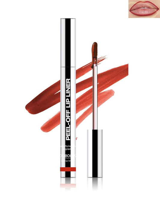 Peel Off Lip Liner Stain, Tattoo Lip Tint Liner Peel Off, Matte Moisturizing Lip Stain Long Lasting Waterproof, Transfer-Proof, Intense Lip Color, Stay on All Day, High Pigment Lip Makeup (Orange Red)