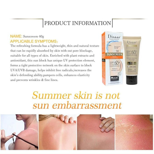 Sunscreen SPF 50 PA+++ SPF 50+ Foundation Face Cream Body Skin Protection Anti-Aging Oil Control Moisturizing Care Removes Peeling 40g / 1.41oz