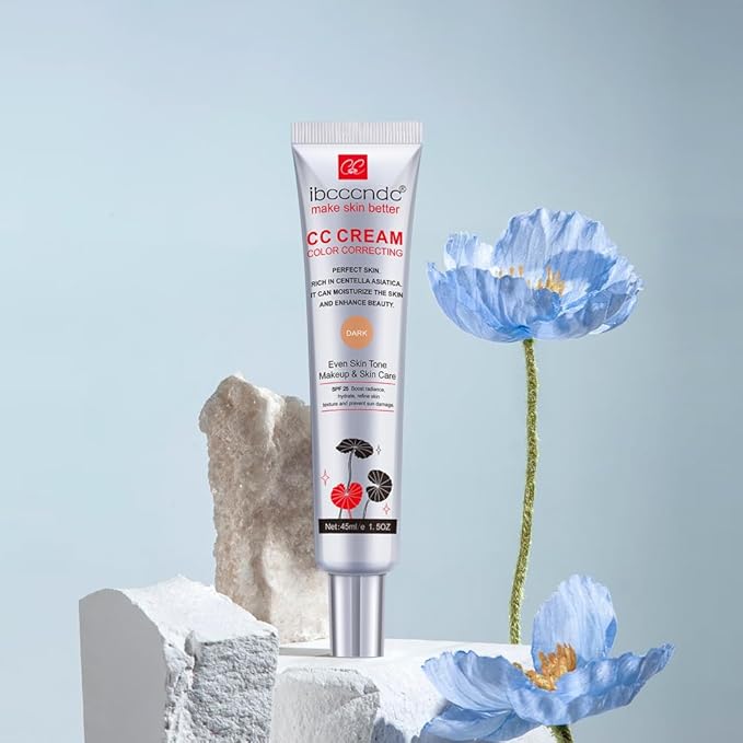 Color Correcting CC Cream With Centella Asiatica - Color Correcting Formula for Blemishes, Skin Redness, & Acne Marks - Lightweight - Moisturize Skin and SPF Protection, Even Skin Tone (Dark)