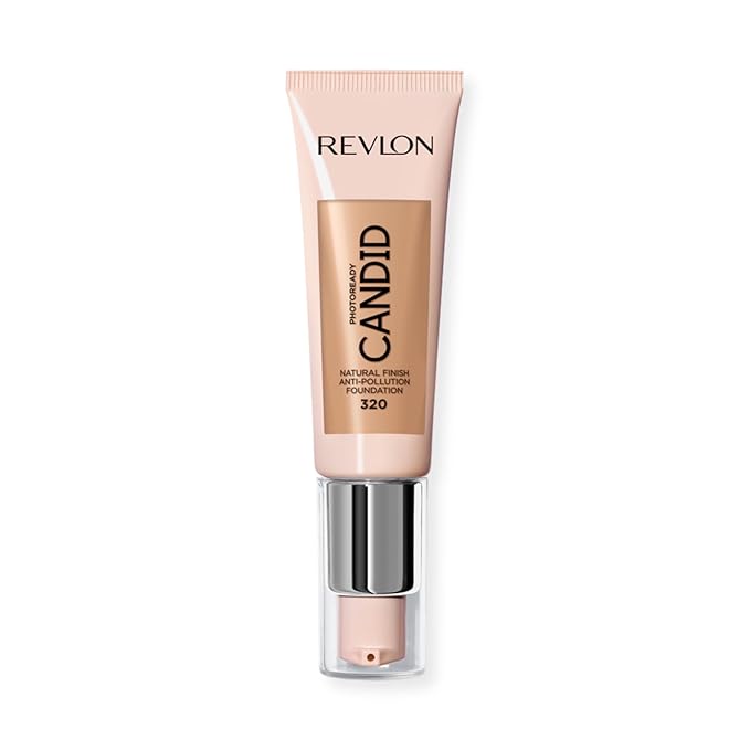 Revlon PhotoReady Candid Natural Finish Foundation, with Anti-Pollution, Antioxidant, Anti-Blue Light Ingredients, 320 Tawny, 0.75 fl. oz.