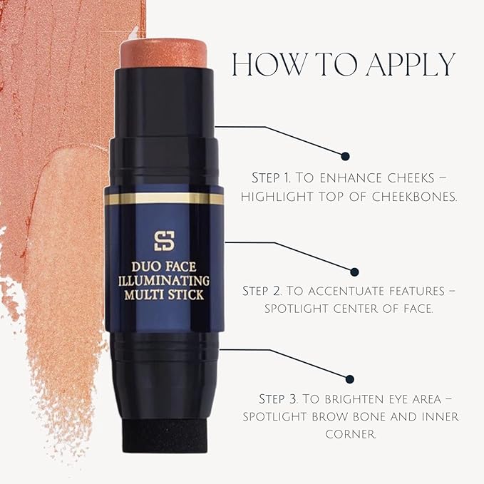 Duo Face Illuminating Multi Stick, Dual-Use Applicator for Perfect Blend, .3 Ounce (Afternoon Glow)