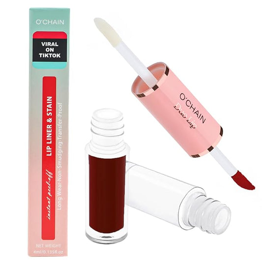O'CHAIN Peel Off Lip Stain & Lip Liner Masque – Velvet Matte Finish Long Lasting Waterproof and Transfer Proof Lip Tint, with Moisturizing Formula Oil for Soft, Hydrated Lips (04 HONEYMOON)