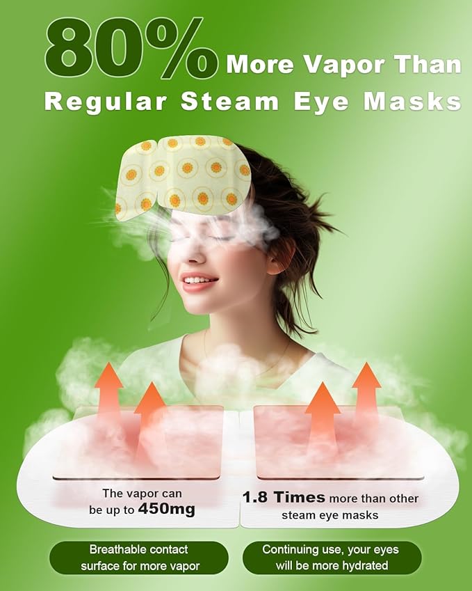 60 Packs Eyelid Cleansing Wipes for Dry Eye & Blepharitis + 30 Packs Steam Eye Mask Chamomile