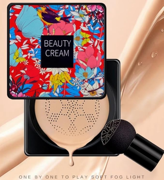 Mushroom Head Air Cushion BB Cream Even Skin Tone Makeup Base PrimerConcealer Lasting Nude Makeup Moisturizing Brightening Pigment CC Liquid Foundation (C-natural)