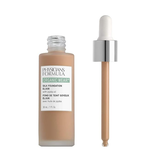 Physicians Formula Organic Wear All Natural Liquid Foundation Elixir Light-to-Medium, Full Coverage | Dermatologist Tested, Clinicially Tested