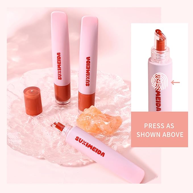 4Pcs Hydrating Lip Gloss Set, Moisturizing and Glossy Jelly Liquid Lipstick Shine Glass Finish Watery Shiny Lightweight Cute Pink Lip Gloss Lip for Women