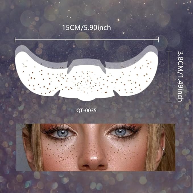 8Ps Face Glitter Speckles Patches, 2Colors 4styles Glitter Freckles Face Tattoo, Glow Up Makeup Patches, Cute Glitter Makeup Accessories for Women, Cosmetic Glitter for Face Gift