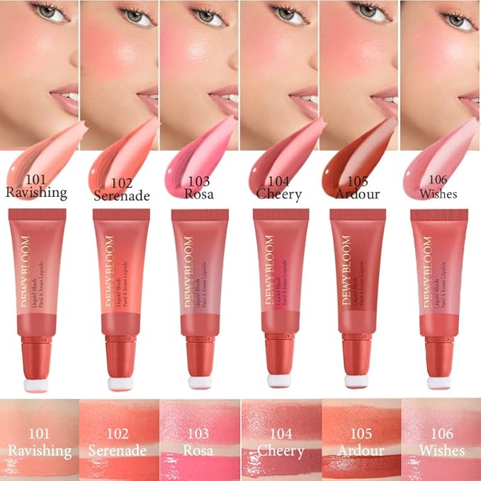 Blush Beauty Wand - Matte Face Contour Wand with Cushion Applicator, Creamy Liquid Blush Stick, Blendable Rouge, Cruelty-Free, 105 Ardour, Brownish Red