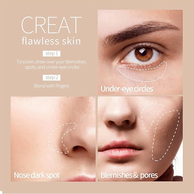 12 Pcs Wonder Concealer Pencil,3 Colors Face Concealer Pencil,Evens Out Skin Tone,Can Perfection Conceal Blemish,Dark Circle,Aging Spot,Acne,etc