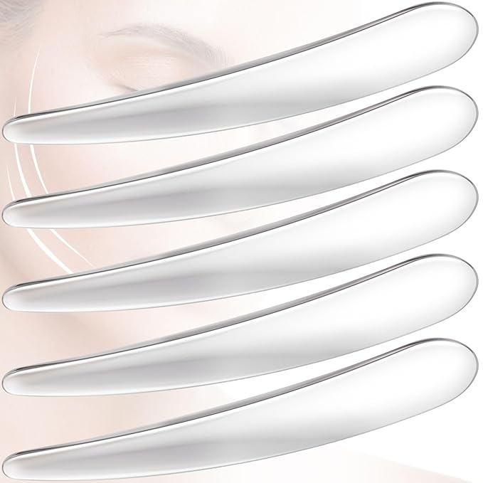 5pcs Mini Metal Makeup Spatula, Reusable Cosmetic Applicator, Makeup Spoons Facial Massage Beauty Accessories for Mask Essence Eye Cream Skincare Cream- Silver