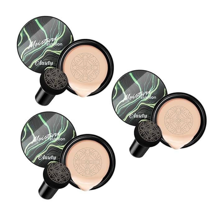 Mushroom Head Air Cushion CC Cream Foundation, Moisturizing Concealer BB Cream Nude Long Lasting Matte CC Cream Makeup Liquid Foundation (2-3 Natural)
