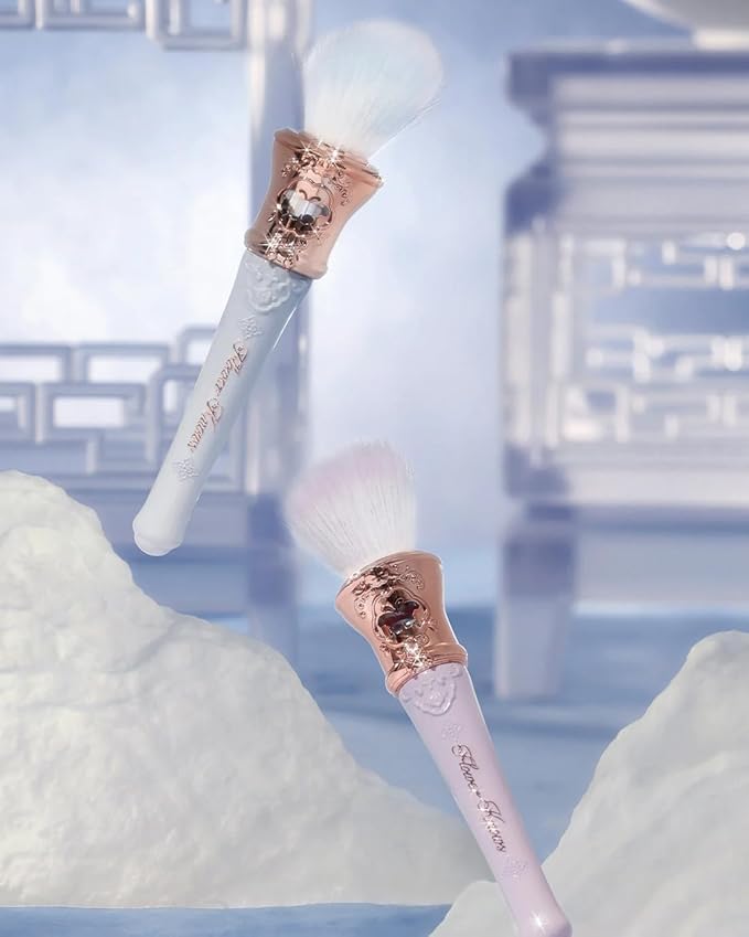 Flower Knows Swan Ballet Embossed Blush 05 Dreamy Season+Butterfly Cloud Collar Angled Powder Brush Pearly Moonlight