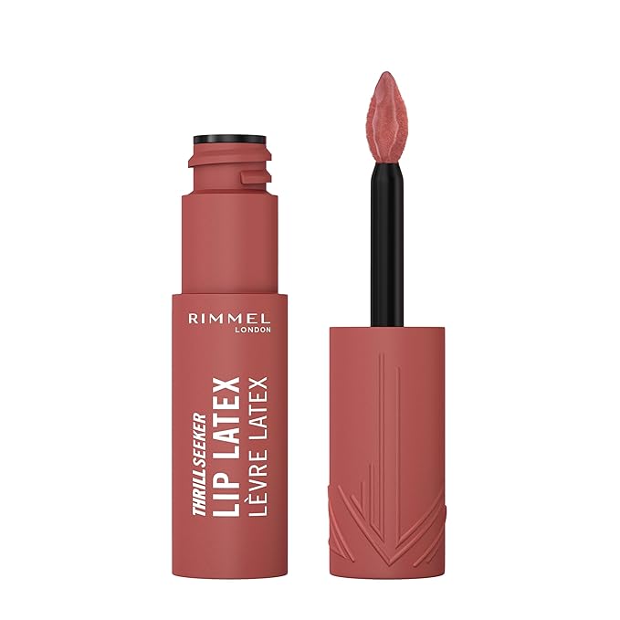 Rimmel Thrill Seeker Lip Latex, 150 Magnetic, Liquid Lipstick, Lipgloss, Lip Colour, Hyaluronic Lipstick, Lip Stain, Smooth Shine, Hydration, Hyaluronic Acid, Vitamin E, Aloe Vera, 0.2oz