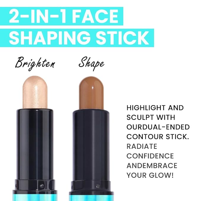 Kaely 2in1 Cream Bronzer Highlighter Stick,Face Shaping Contouring Sticks,Cheek Contour Highlight Palette Kit,maquillaje contorno en crema Bronzing Foundation Stick,Face Brightens & Shades Makeup,05