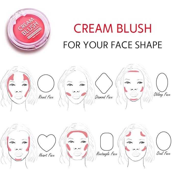 MAEPEOR Cream Face Blush 8 Color Lightweight Smooth Natural Look Matte Face Blush Long-Lasting Buildable Blusher for Cheeks (103 Strawberry)