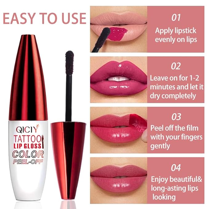 Lip Stain Peel Off, Long Lasting Matte Peel Off Lip Gloss, Waterproof and Transfer Proof lip Tint Stain, High Pigmented Lipstick Tattoo, Women Lip Makeup(#03)