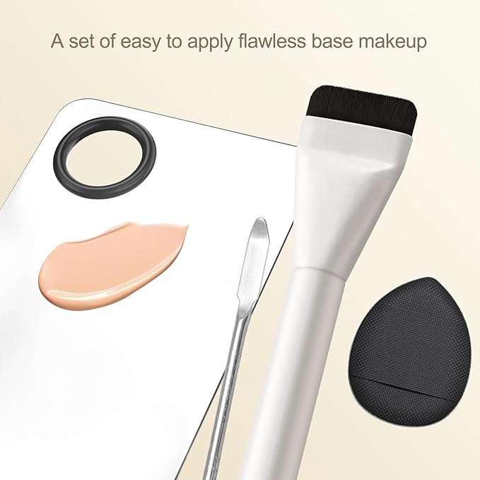 Makeup Mixing Palette for Foundation, Professional Artist Kit Essentials, Stainless Steel Plate with Spatula, Also Great for Nail Art, Eye Shadow & Color Blending(4-in-1)