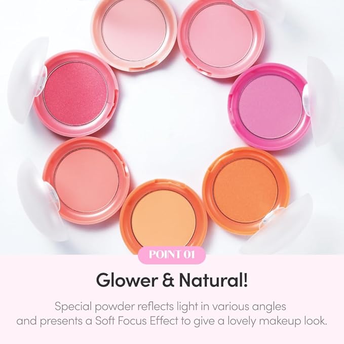 ETUDE Lovely Cookie Blusher - Apricot Peach Mousse 4g | Glowing & Natural Powder Blush with Long-Lasting Sebum Control | Easy Application | Korean Makeup, Perfect for Gift