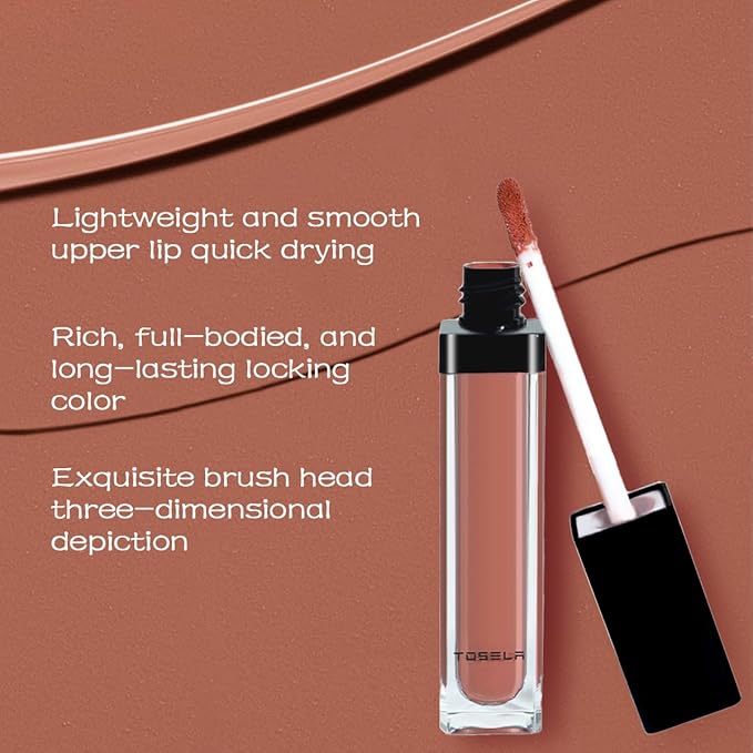 Lip Set, Lip Stain Long Lasting Waterproof, Lightweight, Non-sticky, High Shine Finish, Super Natural #05