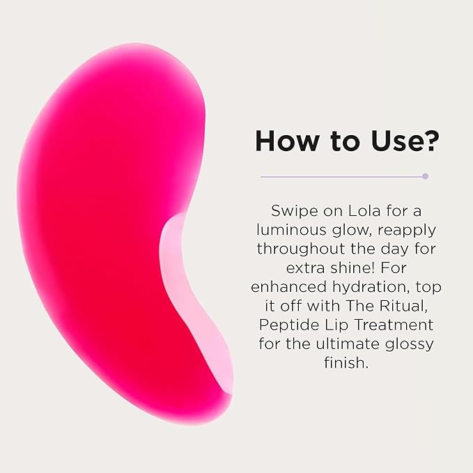 Côte Beauty The Necessity Peptide Lip Shine in Lola - Plumping Coral Lip Gloss with Hyaluronic Acid, Shea Butter & Jojoba Oil - Non-Sticky, Long-Lasting Hydrating Formula