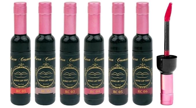 6 Multi Color Organic Wine Lip Tint Set, Lip Gloss, Wine Lip Tint Long Lasting 24 Hour Waterproof Nonstick Cup Lipgloss Lip Makeup Gift Sets for Girls and Women .17 Fl Oz