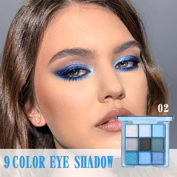 Sapphire Blue Smoky Eye Shadow Palette,Navy & Sky Blue Pro Eyeshadow Palette - Ultra-Pigmented Matte & Shimmer Finish - Waterproof Blend for All-Day Wear (02#, 1 Count (Pack of 1))