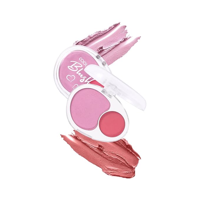 Dual-Tone Face Blush Palette for Cheeks - Waterproof, Long-Lasting, Satin Finish, Creamy Texture, Sculpting, All Skin Tones, Squalane, Highlighting, for Home, Travel, Makeup 2 Tone Tint 4#