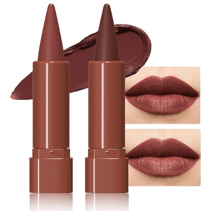 Sculpting Matte Lip Liner pencil,Gradient Matte Lipstick Crayon,Smooth Creamy Texture lip Pencil, Waterproof Smudge Proof Lipstick Pencil,Highly Pigmented Lip Makeup,Vegan Beauty.03#+08#