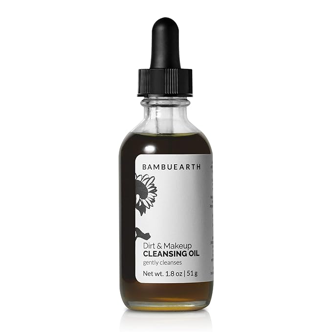 BambuEarth Gentle Oil Cleanser and Makeup Remover - Organic Ingredients & EWG Certified - Daily Face Cleanser for All Skin Types. Cleansing Oil for Removing Dirt - Vegan Skincare (1.8 oz)