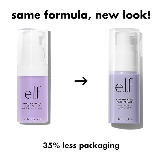e.l.f. Brightening Lavender Face Primer, Face Makeup Primer For Neutralizing Uneven Skin Tones & Brightening Complexion, Vegan & Cruelty-free