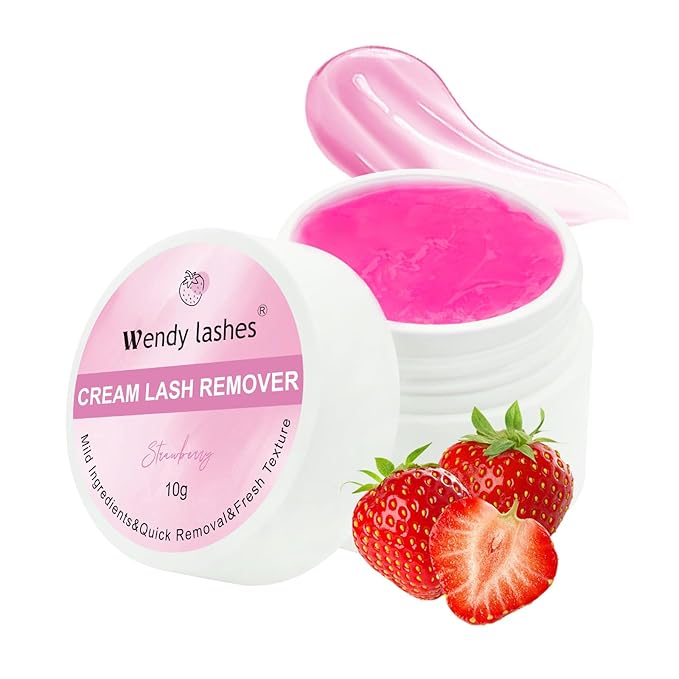 Eyelash Glue Remover for Lash Extensions: for DIY and Lash Artists, Wendy, 10ml Cream, Effectively, Low Irritation, Pink, Strawberry Flavored