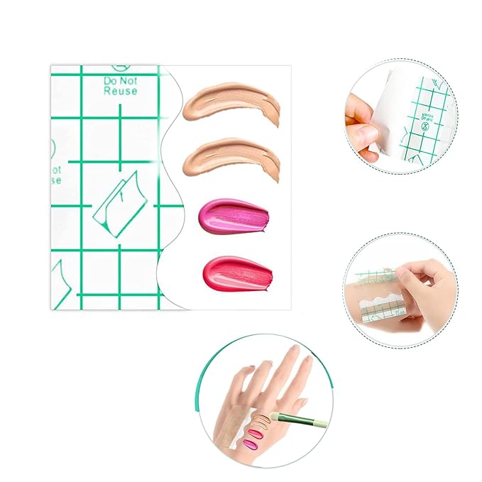 100Pcs Disposable Adhesive Makeup Mixing Tray Square Cosmetic Makeup Hand Palette Transparent Makeup Tape Foundation Mixing Tray for Makeup Artist