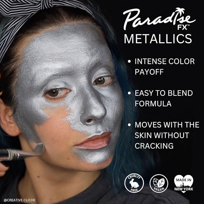 Mehron Makeup Paradise Makeup AQ 8 Color Metallic Palette | Magnetic Refillable Face & Body Paint Palette | Professional Water Activated Paint for Costumes, SFX, Halloween, & Cosplay