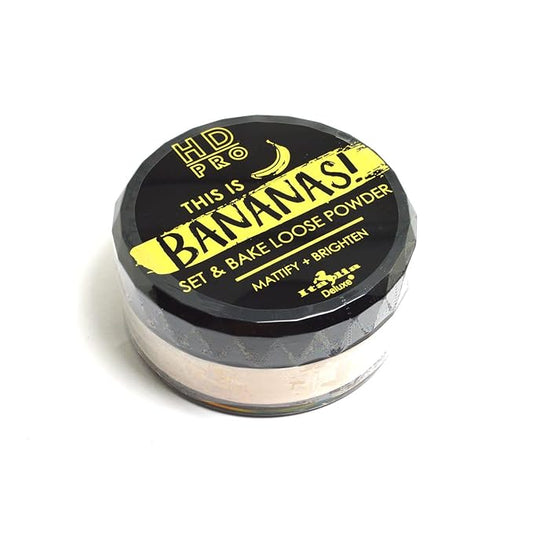 Italia-Deluxe 1 HD Pro This is Bananas Setting Powder Set & Bake Loose Powder Mattify Brighten + Free Zipper Bag