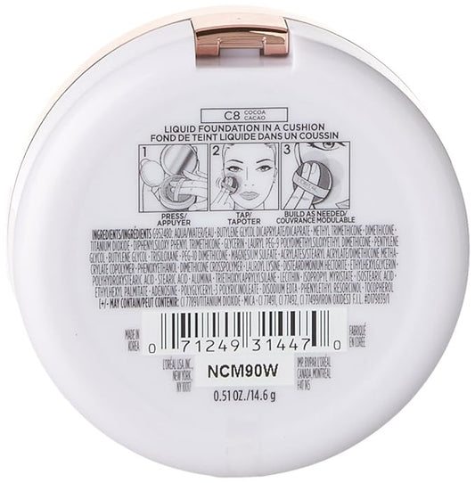 L'Oréal Paris True Match Lumi Cushion Foundation, C8 Cocoa, 0.51 oz.