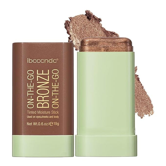 Multi-Use Makeup Bronzer Stick, On-the-Go Glow Bronze Tinted Moisture Stick, Hydrating Solid Moisturizer with Bronze Tint, Natural Bronzed Glow, Blends Effortlessly, for Eyes, Cheeks & Body