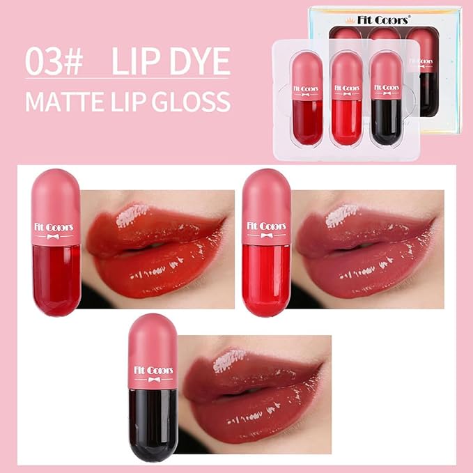 3 Color Glass Lip Oil Hydrating Tinted Plump Lip Gloss, Fresh Texture & Non-sticky, Nourishing Repairing Lightening Lip Lines Lip Care- 03