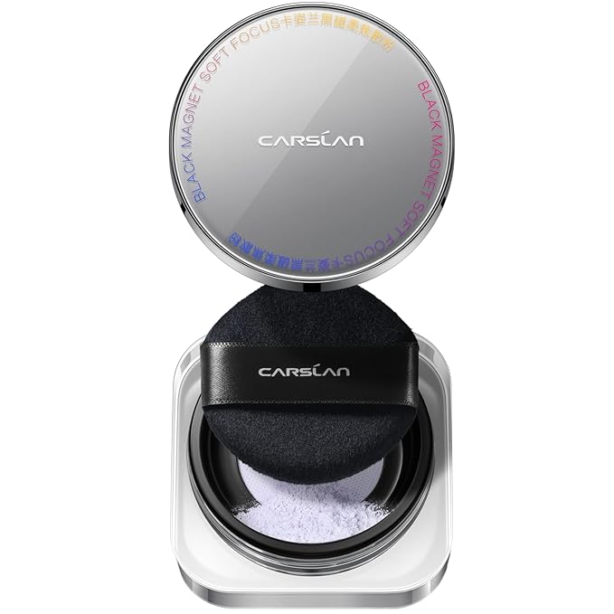Black Magnet Soft Focus Make Up Powder, Waterproof Loose Setting Powder, 24H Longlasting, Oil Control, Talc-Free Face Powder, 03 Light Purple For Sensitive Skin, 0.28Oz