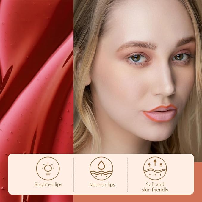 2Pcs Matte Liquid Lip Stain Peel Off Lip Liner Tattoo Set, Waterproof, Smudge-Proof, Peel Off Lip Stain Tattoo, Long-Lasting Non-Stick Cup Lip Gloss for All Skin Types (0.12 fl oz, #05+#07)