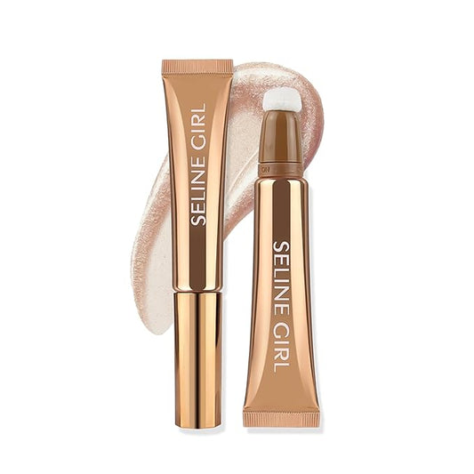 3-IN-1 Liquid Contour Stick, Highlighter & Blush & Contour Stick, Highlighter Stick Makeup, Multi-Purpose Contour Makeup, Cream Contour Long Lasting and Waterproof Cosmetic #01