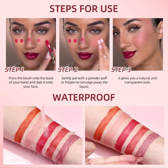 Liquid Blush for Cheeks, Lightweight, Natural-Looking, Silky Smooth Creamy Formula, Velvet Highly Pigmented Brightens Waterproof Long-Wearing Blush Makeup (04#APRICOT)