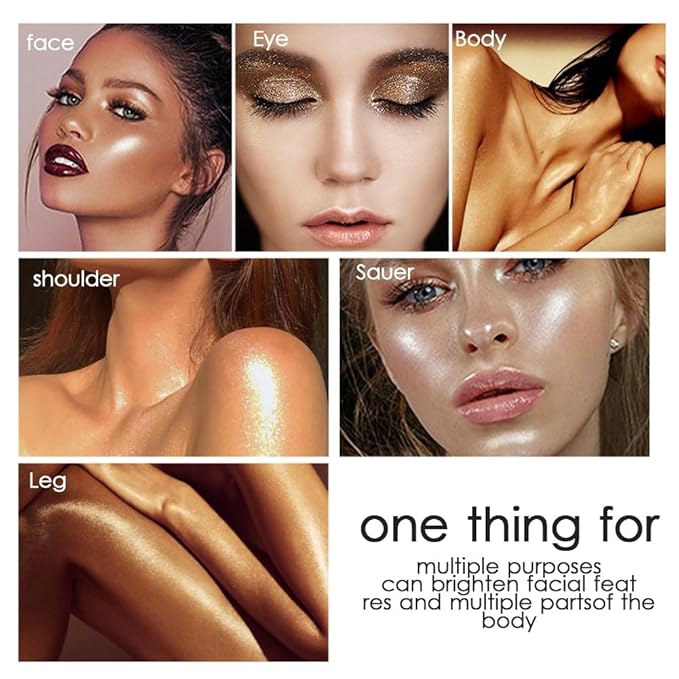 8 Colors Highlighter Makeup Palette, Face Highlighter Powder Palette Long Lasting Glitter Face Makeup Highlighter Powder Iluminadores de Maquillaje for Face Highlighters & Luminizers