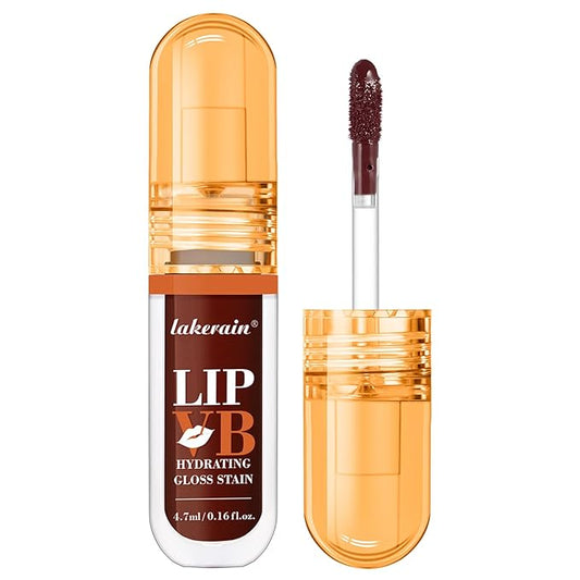 LIP VB Hydrating Lip Gloss Stain - 12HR Glossy Plump & Waterproof Moisture Lock, Non-Sticky Lip Treatment for Dry Lips Revival, Daily Wear & Night Care (Water Bout Wine)