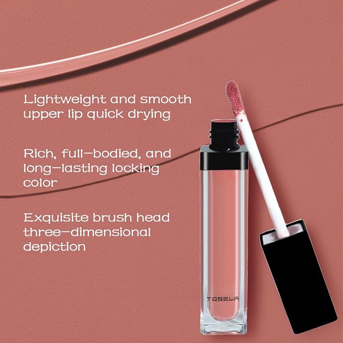 Lip Set, Lip Stain Long Lasting Waterproof, Lightweight, Non-sticky, High Shine Finish, Super Natural #04