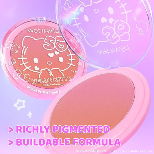 wet n wild Hello Kitty Ombre Blush, Buildable, Blendable Customizable Color, New Gradient Formula, Cruelty-Free & Vegan - Cotton Candy