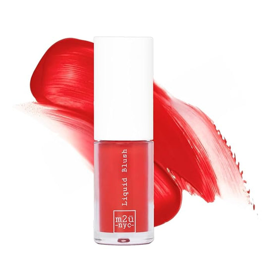 M2U NYC Red Hydrating Liquid Blush - Soft, Dewy Liquid Blush for Cheeks with High Pigment Color & Breathable Feel - Lightweight & Blendable, Long-Wearing & Smudge Proof Formula (Big Apple)