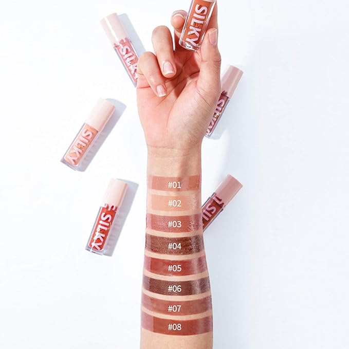 MAEPEOR Shiny Glossy Lipgloss Set 8PCS Non-Sticky Moisturizing Lip Gloss Long-lasting High Shine & Shimmer Liquid Lipstick for Girls and Women (Shiny Glossy, Set 01)