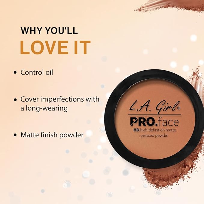 L.A. Girl Pro.Face Matte Pressed Powder, Chestnut GPP614 (Pack of 2)
