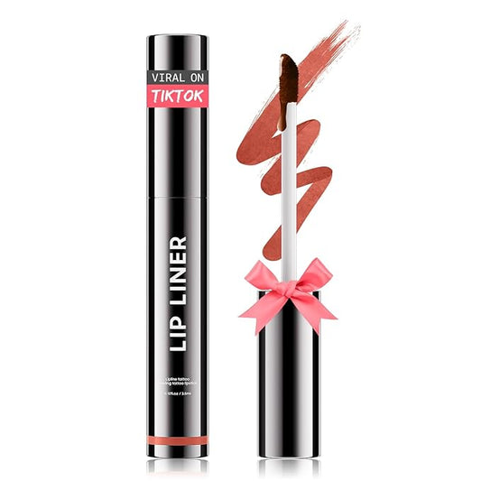 OETUIOW Lip Stain Peel Off, Lip Liner Moisturizing Long-Lasting & Waterproof, Transfer Proof & Plumping, Non-Stick Cup, Rose Color