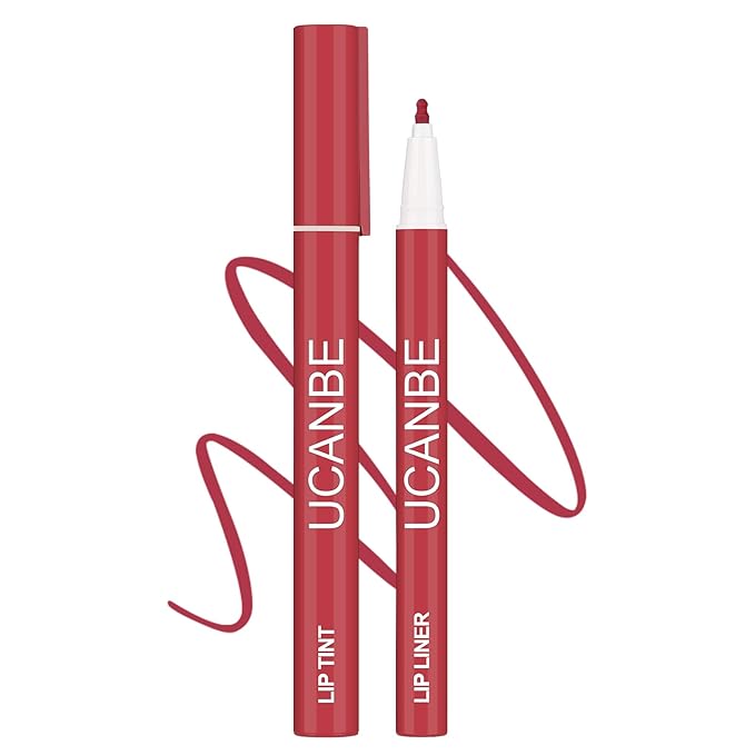 UCANBE 2pcs Matte Lip Tint Stain Set, 1 Lip Stain & 1 Lip Liner Pencil, Long Lasting Waterproof Lightweight Non-sticky Liquid Lipstick for Women & Girl (03 ESPRESSO)